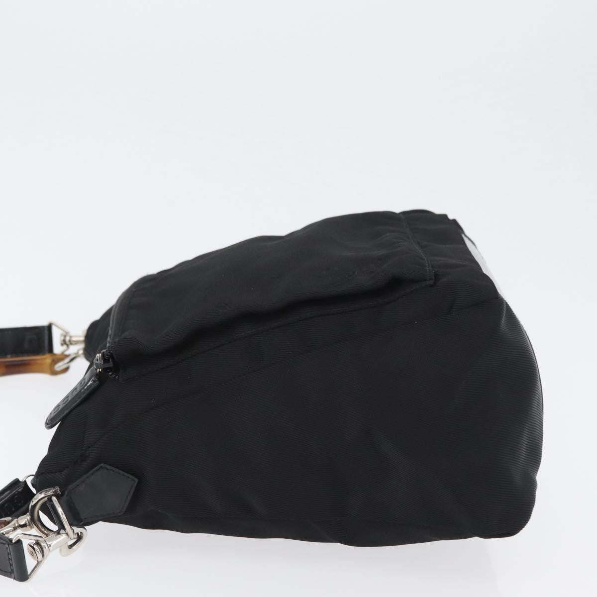Gucci Vintage Bamboo Shoulder Nylon Black Nylon Shoulder Bag Bag (Pre-Owned)