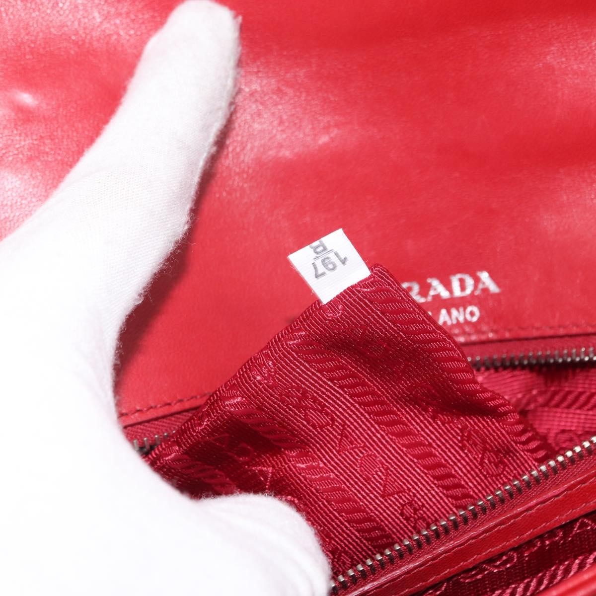Prada Gaufre Chain Flap Nappa Leather Red Leather Shoulder Bag Bag (Pre-Owned)
