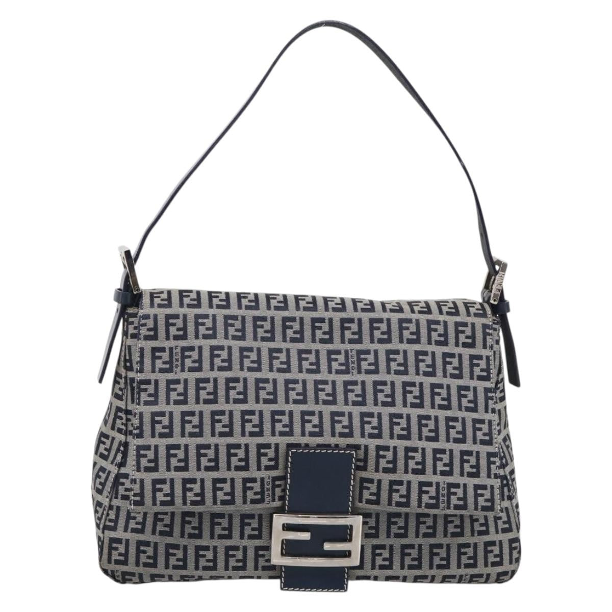 Fendi Fendi Mamma Baguette Monogram Canvas Navy Canvas Handbag (Pre-Owned)