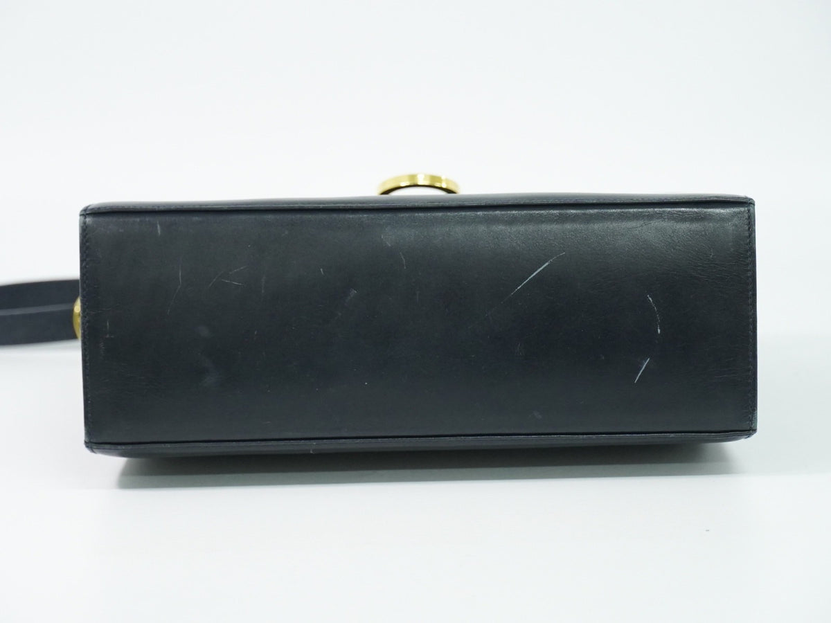 Salvatore Ferragamo Convertible Top Handle Leather Navy Leather Handbag (Pre-Owned)