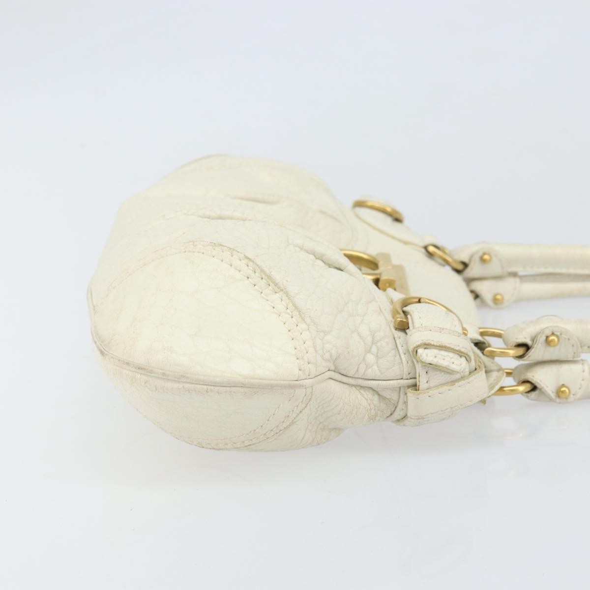 Salvatore Ferragamo Gancini Leather White Leather Handbag (Pre-Owned)