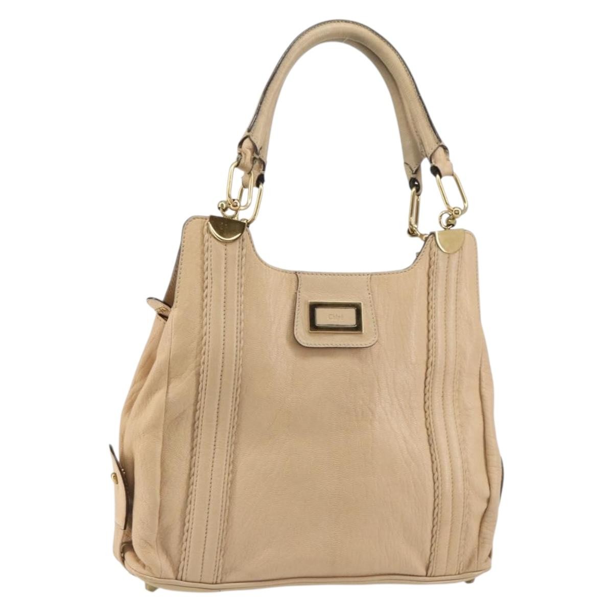 Chloe Vintage Leather Beige Leather Tote Bag Bag (Pre-Owned)