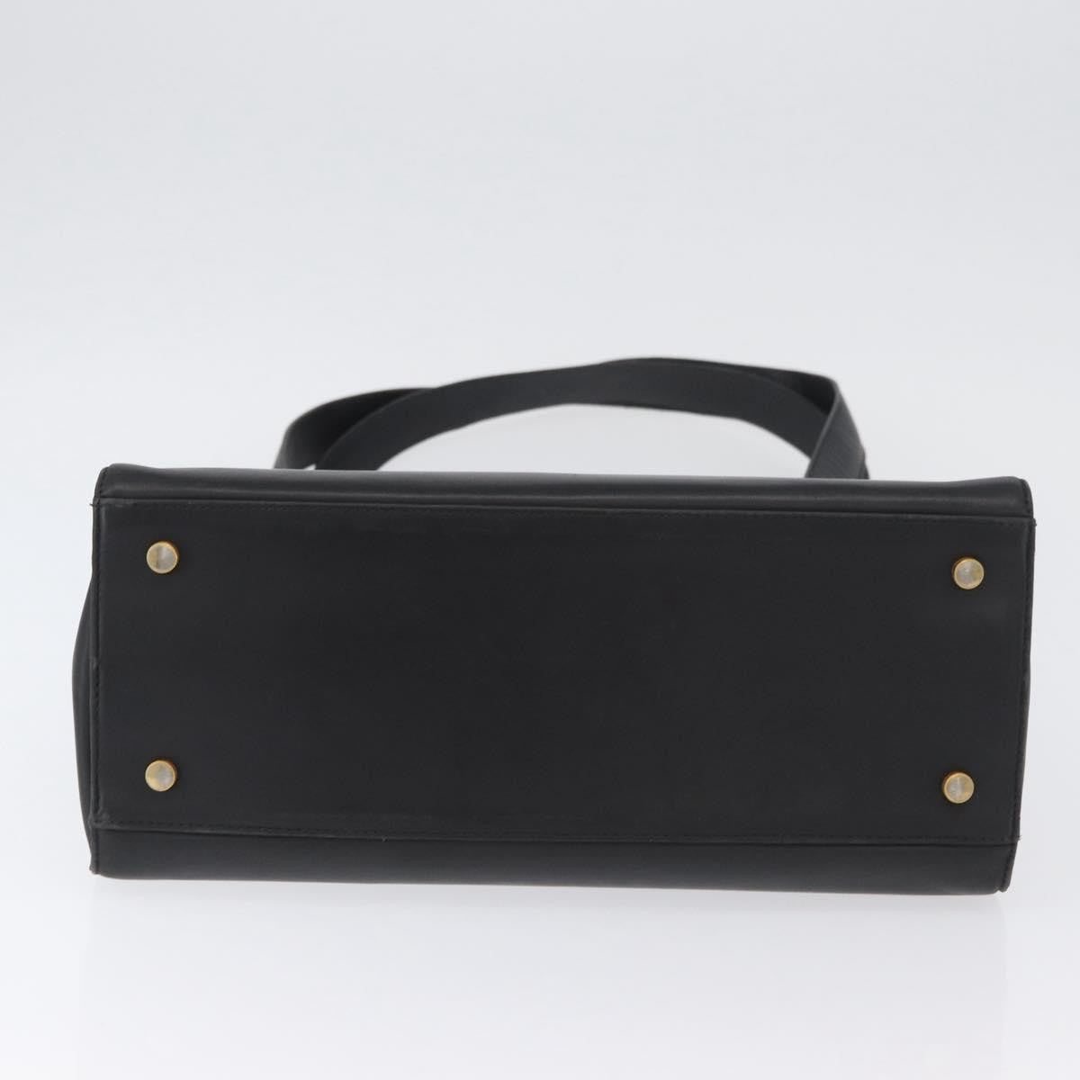 Salvatore Ferragamo Gancini Tote Leather Black Leather Tote Bag Bag (Pre-Owned)