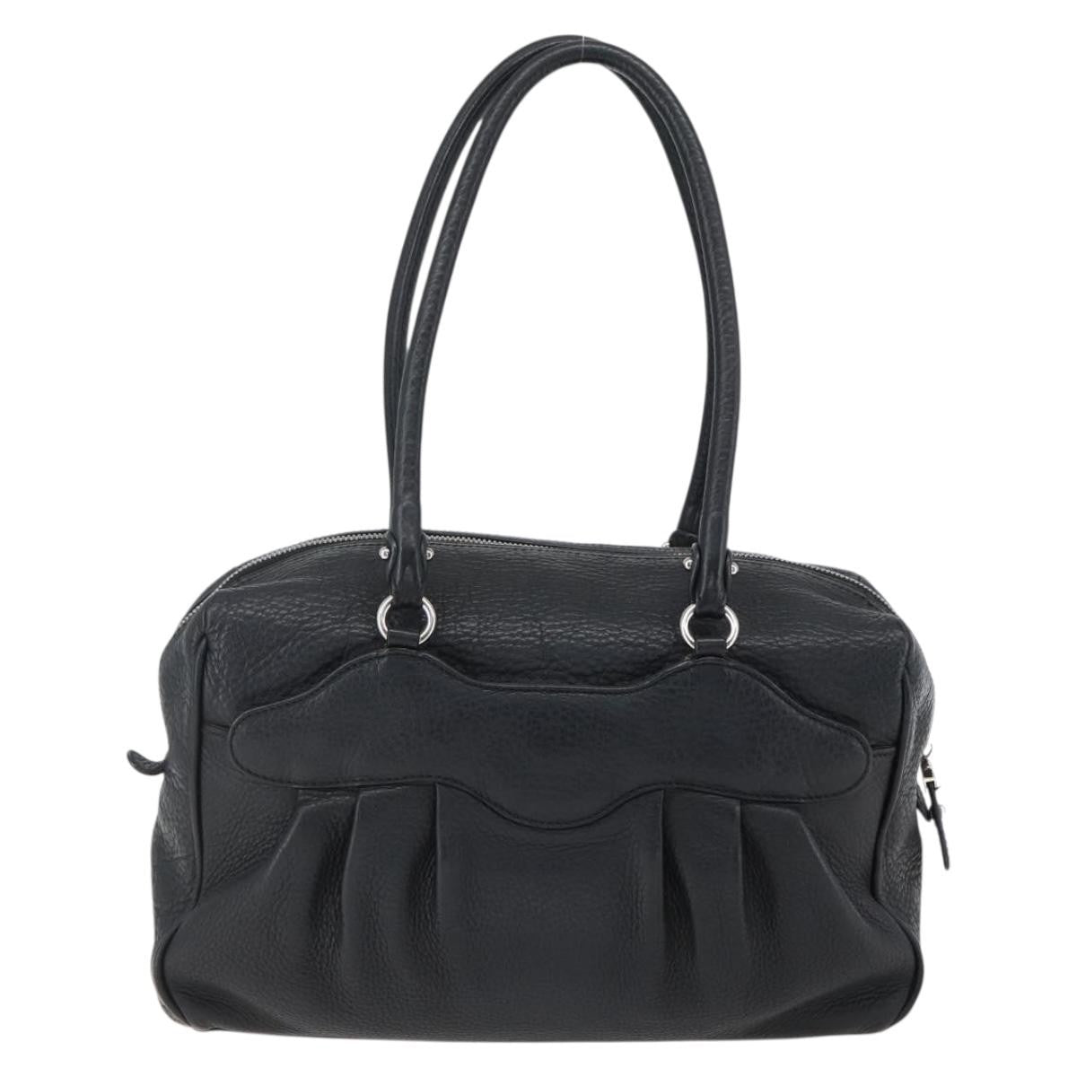 Salvatore Ferragamo Gancini Buckle Leather Black Leather Shoulder Bag Bag (Pre-Owned)