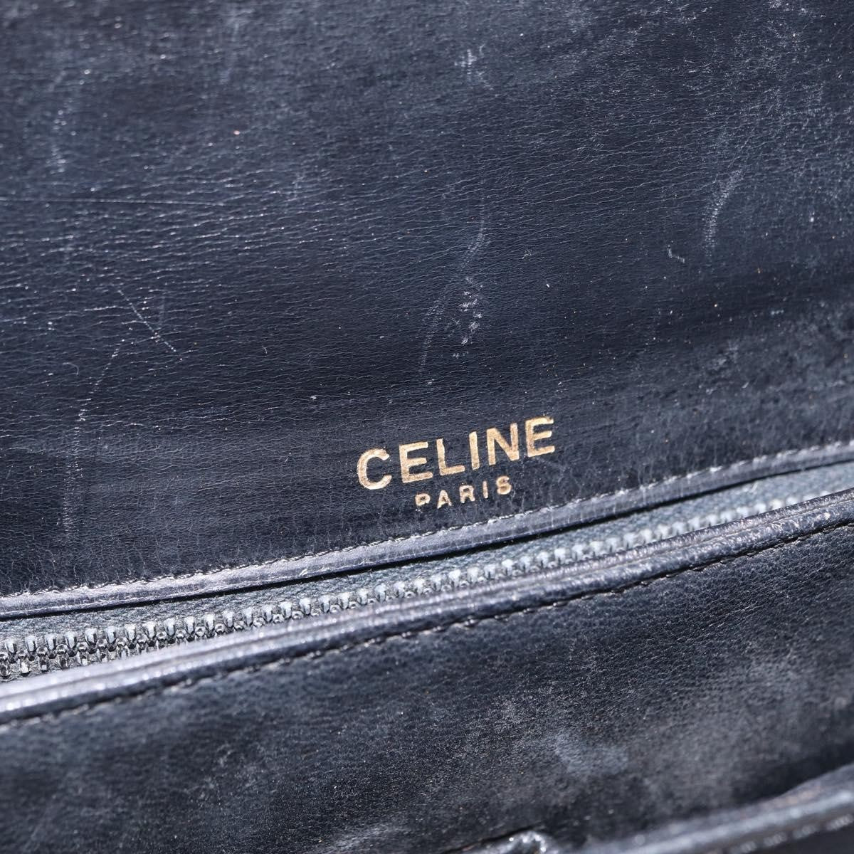 Celine Shoulder Leather Black Leather Shoulder Bag Bag (Pre-Owned)
