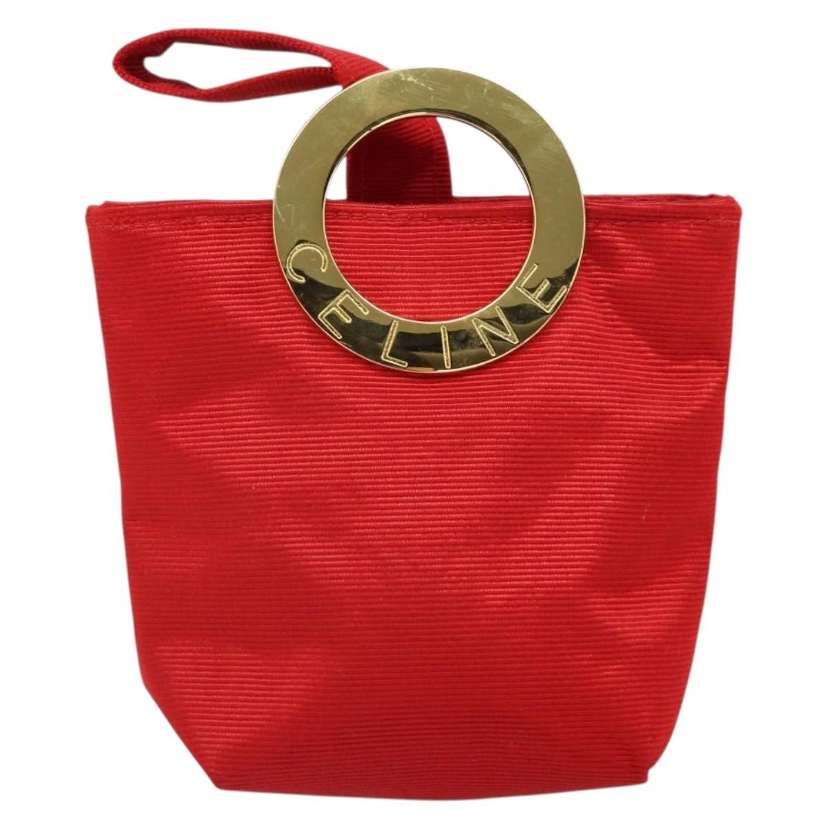 Celine Circle Logo Nylon Red Nylon Clutche & Pouche Bag (Pre-Owned)