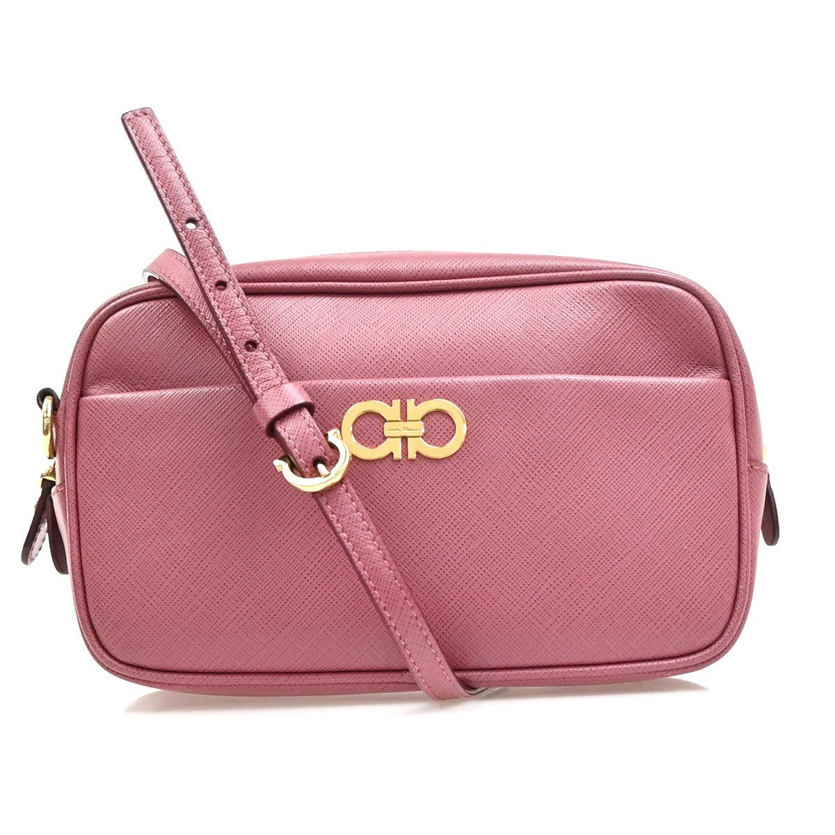Salvatore Ferragamo Gancini Leather Pink Leather Shoulder Bag Bag (Pre-Owned)