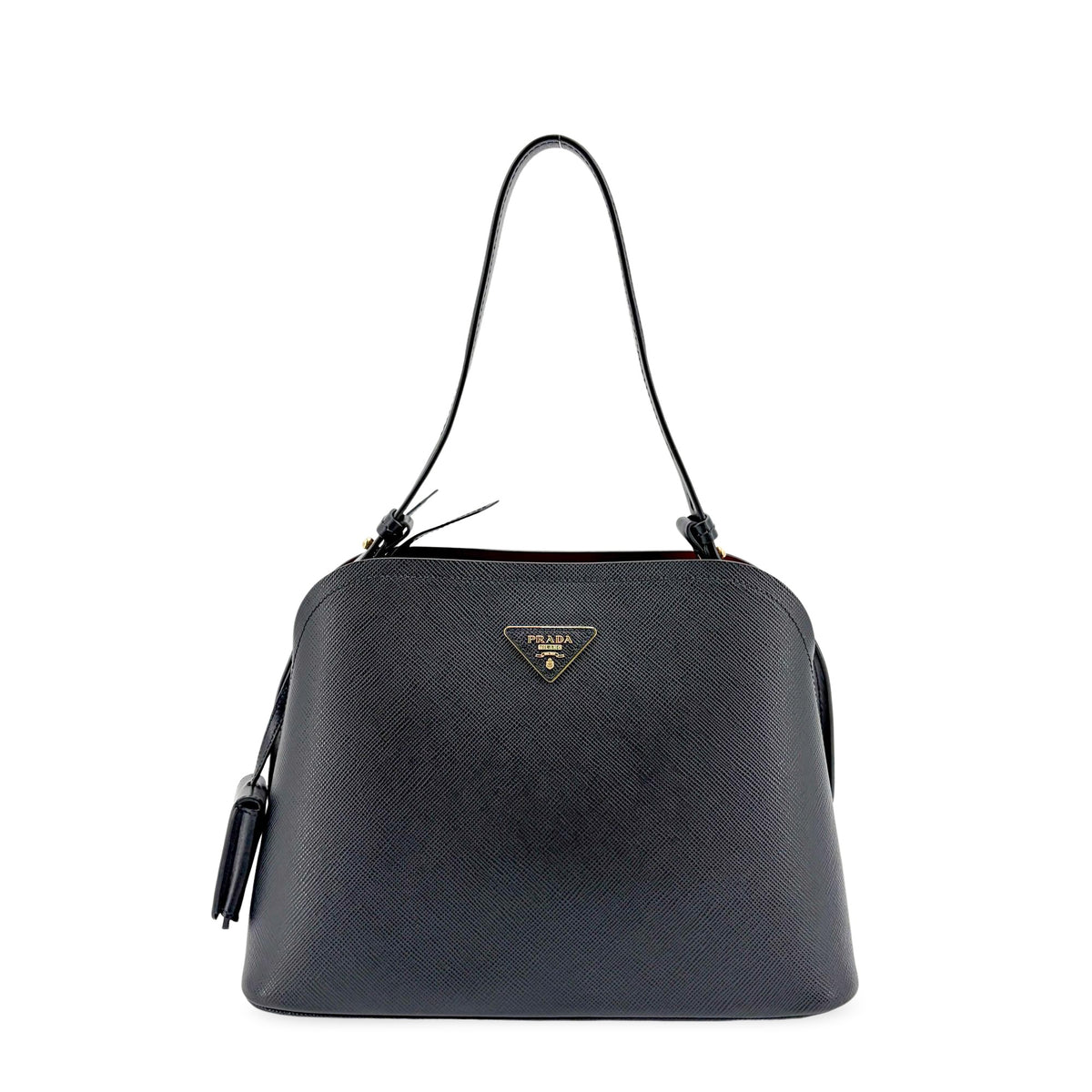 Prada Matinee Saffiano Leather Black Leather Handbag (Pre-Owned)