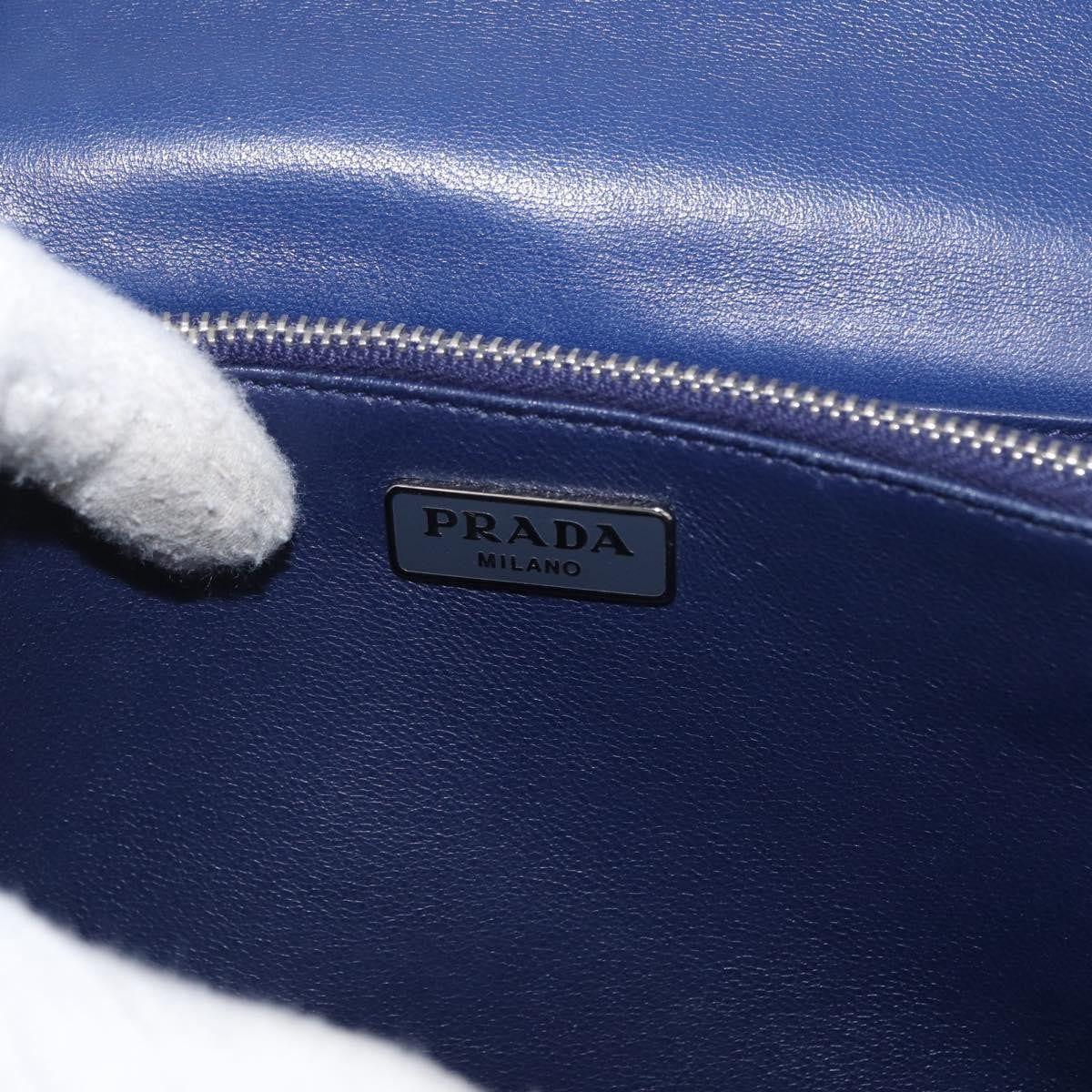 Prada Gaufre Flap Nappa Leather Blue Leather Shoulder Bag Bag (Pre-Owned)