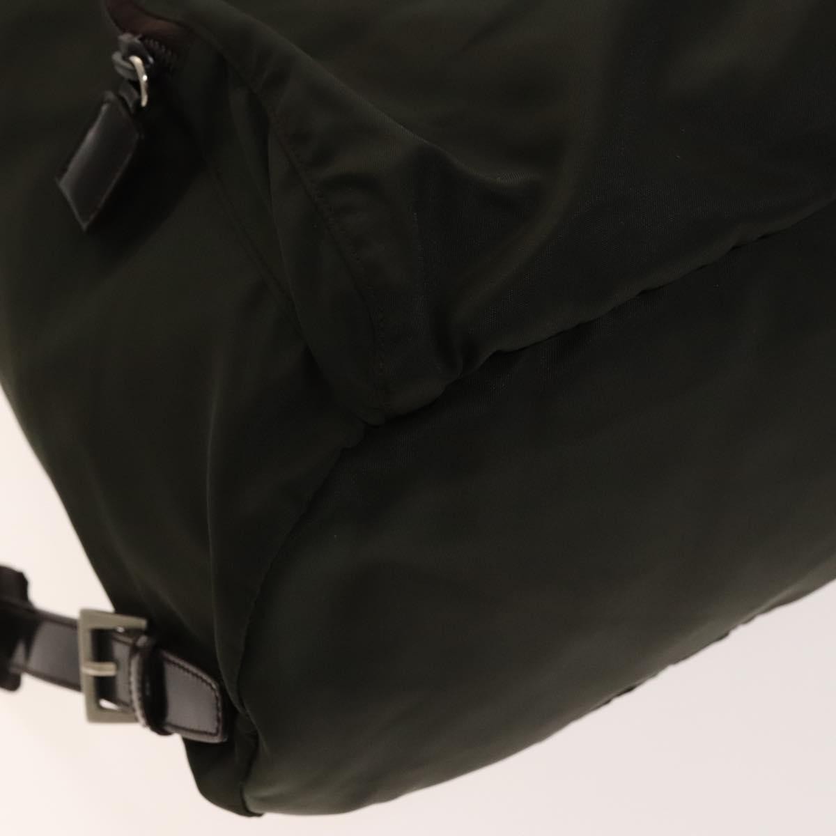 Prada Front Pocket Buckle Nylon Khaki Nylon Backpack Bag (Pre-Owned)