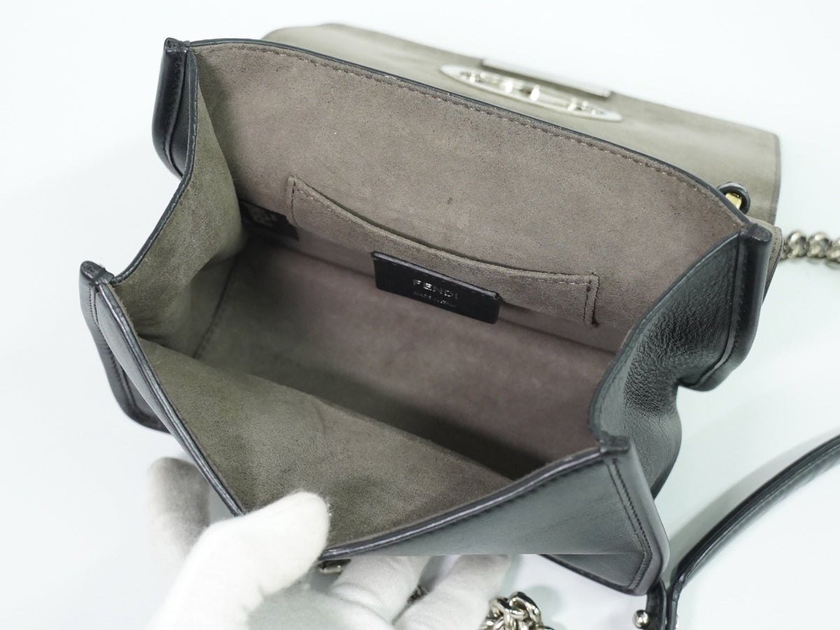 Fendi Kan I F Leather Black Leather Shoulder Bag Bag (Pre-Owned)