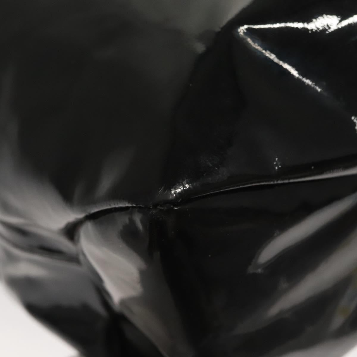 Salvatore Ferragamo Vala Patent Leather Black Patent_Leather Handbag (Pre-Owned)