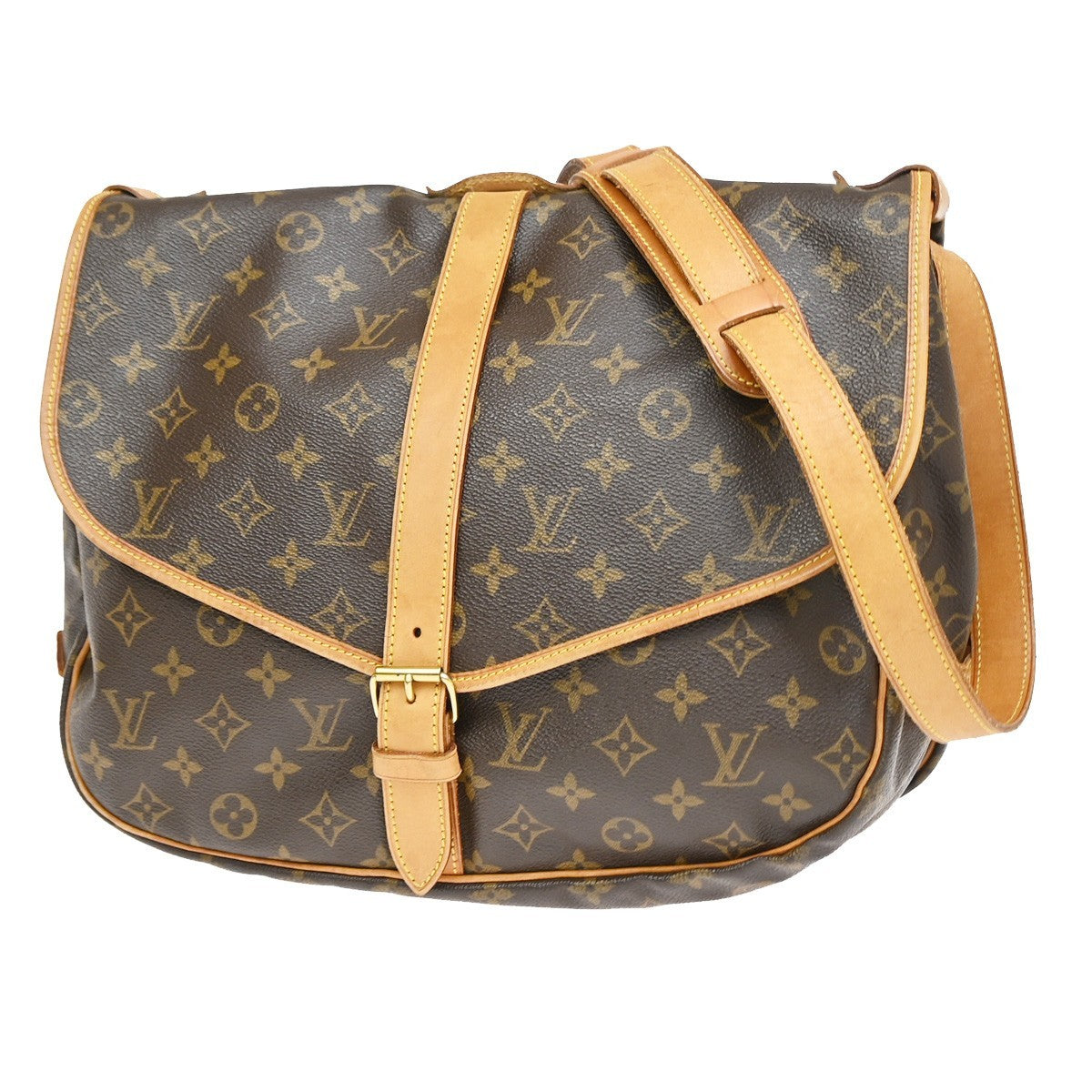 Louis Vuitton Saumur Monogram Canvas Brown Canvas Shoulder Bag Bag (Pre-Owned)