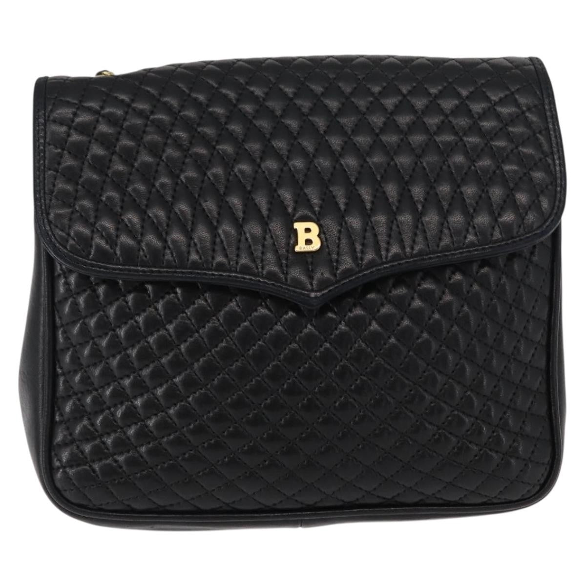 Bally Vintage Chain Quilted Leather Black Leather Shoulder Bag Bag (Pre-Owned)