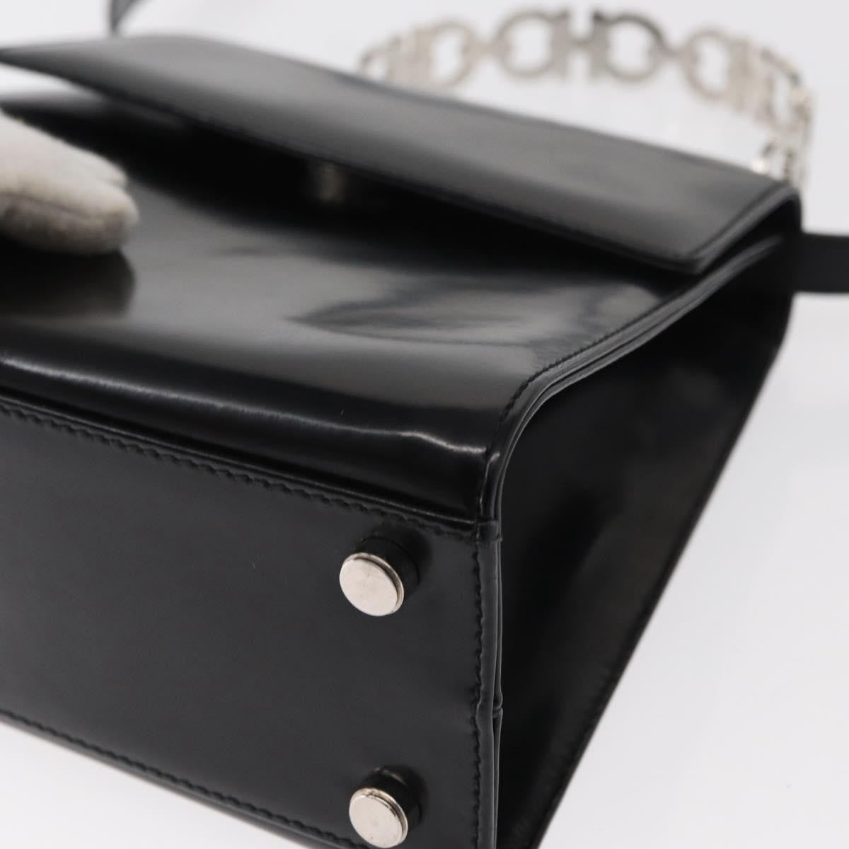 Salvatore Ferragamo Gancini Leather Black Leather Handbag (Pre-Owned)