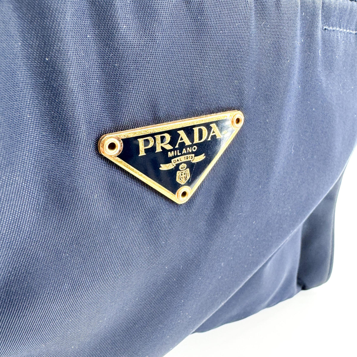 Prada Bowling Tessuto Navy Nylon Shoulder Bag Bag (Pre-Owned)