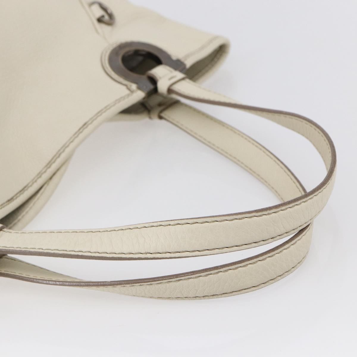 Salvatore Ferragamo Vintage Leather White Leather Tote Bag Bag (Pre-Owned)