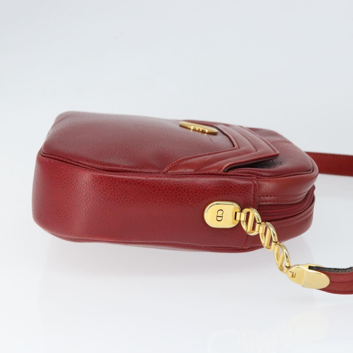 Christian Dior Vintage Leather Red Leather Shoulder Bag Bag (Pre-Owned)