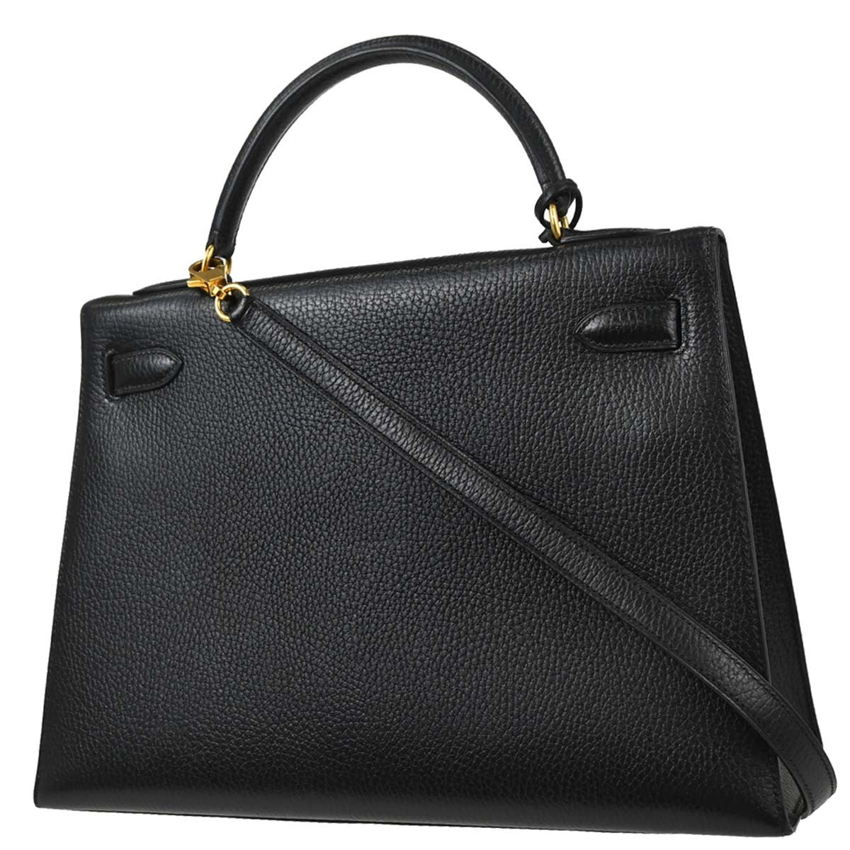 Hermes Kelly Black Ardennes With Gold Hardware Black Leather Handbag (Pre-Owned)