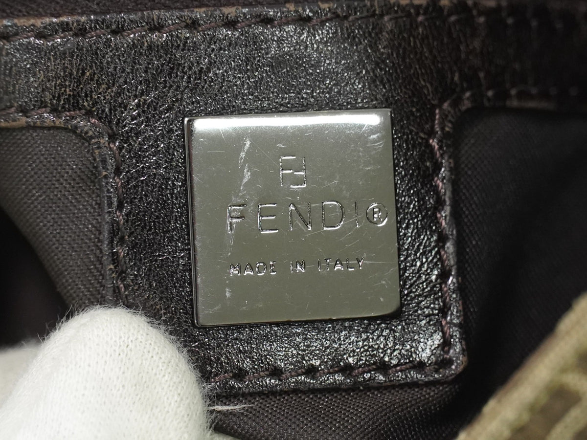 Fendi Zucchino Canvas Mamma Baguette Canvas Brown Canvas Shoulder Bag Bag (Pre-Owned)