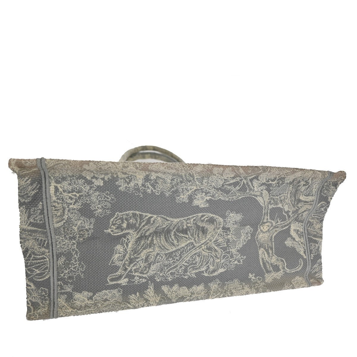 Christian Dior Book Tote Embroidered Canvas Gray Canvas Bag (Pre-Owned)
