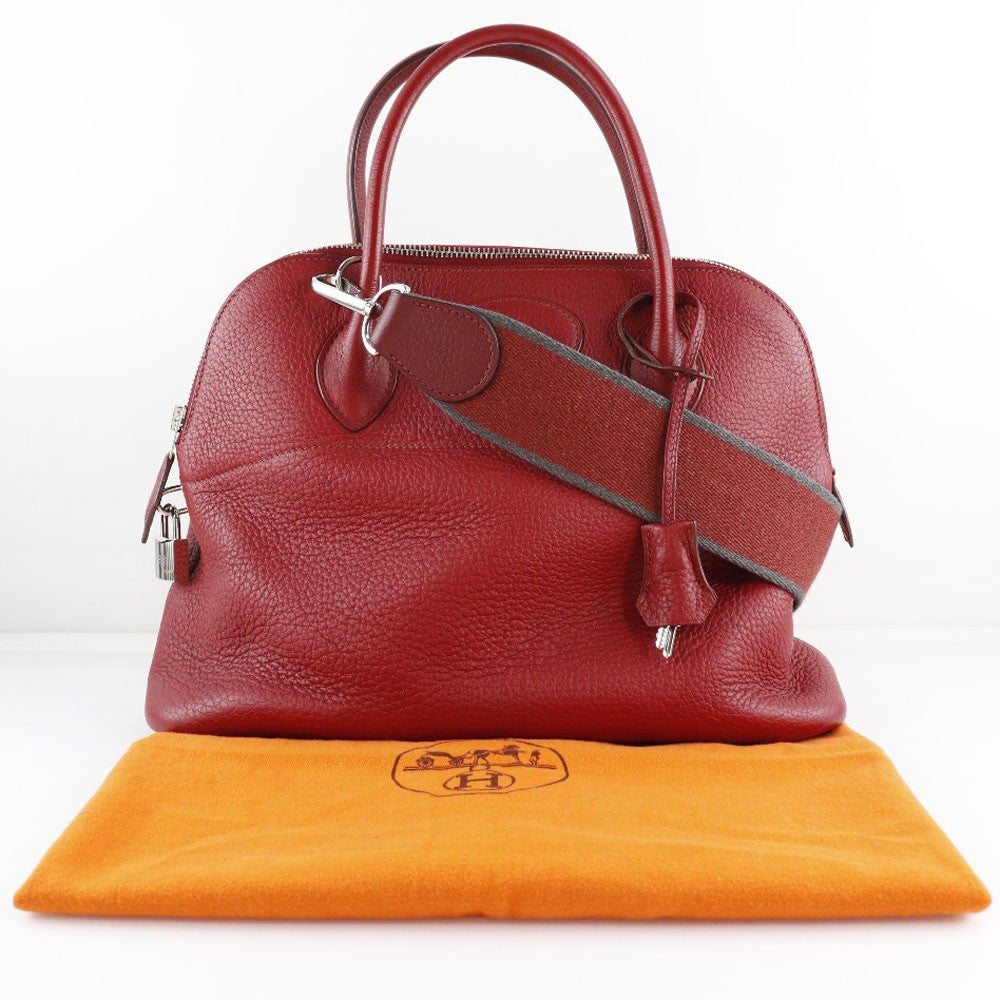 Hermes Bolide Clemence Red Leather Handbag (Pre-Owned)