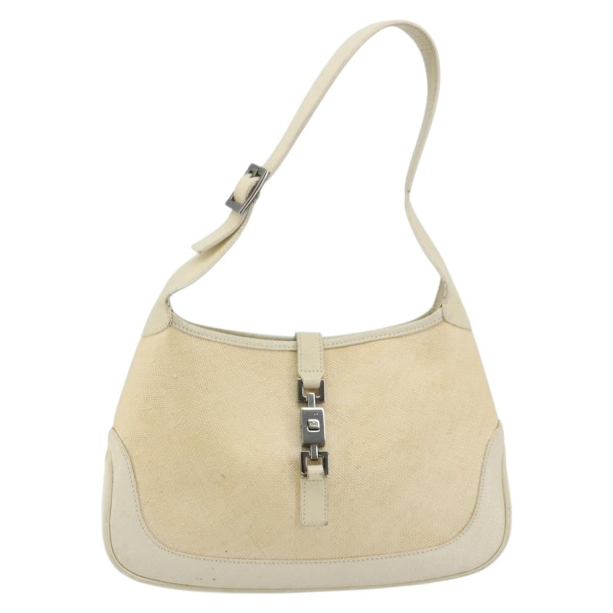 Gucci Vintage Jackie Shoulder Canvas And Leather Beige Canvas Handbag (Pre-Owned)