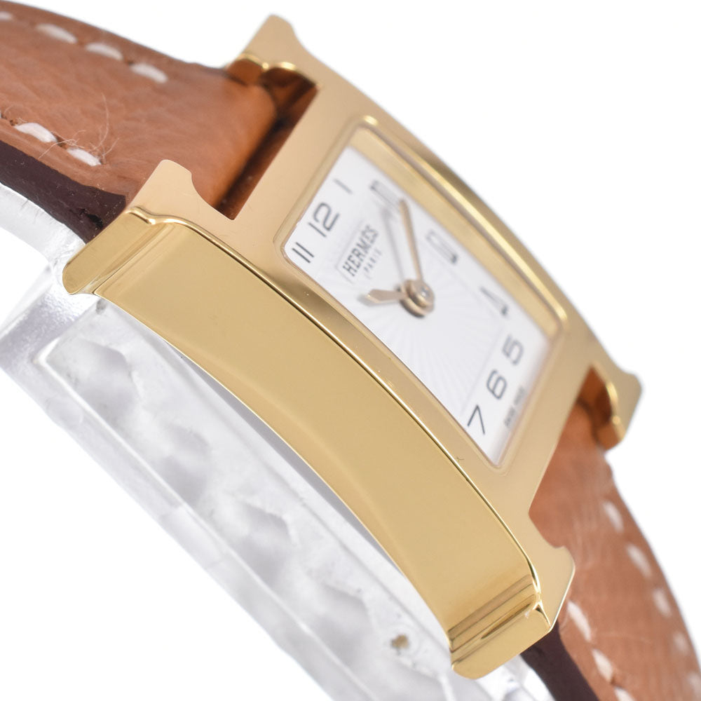 Hermes Heure H Quartz Plated Metal And Leather Watch (Pre-Owned)
