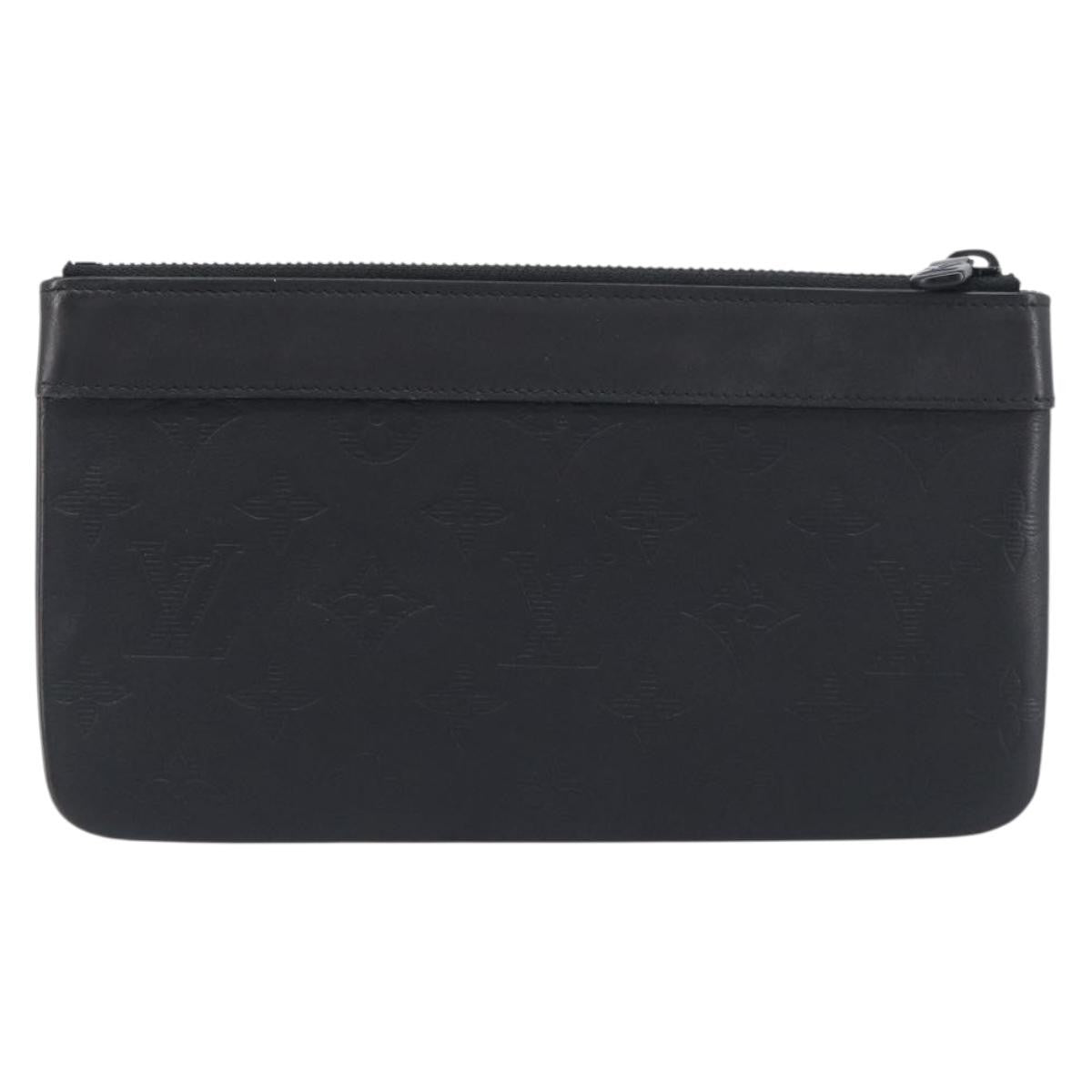 Louis Vuitton Discovery Pochette Monogram Shadow Leather Black Leather Clutche & Pouche Bag (Pre-Owned)