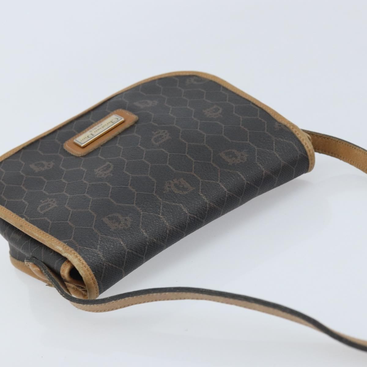 Christian Dior Vintage Honeycomb Flap Canvas And Leather Black Canvas Shoulder Bag Bag (Pre-Owned)