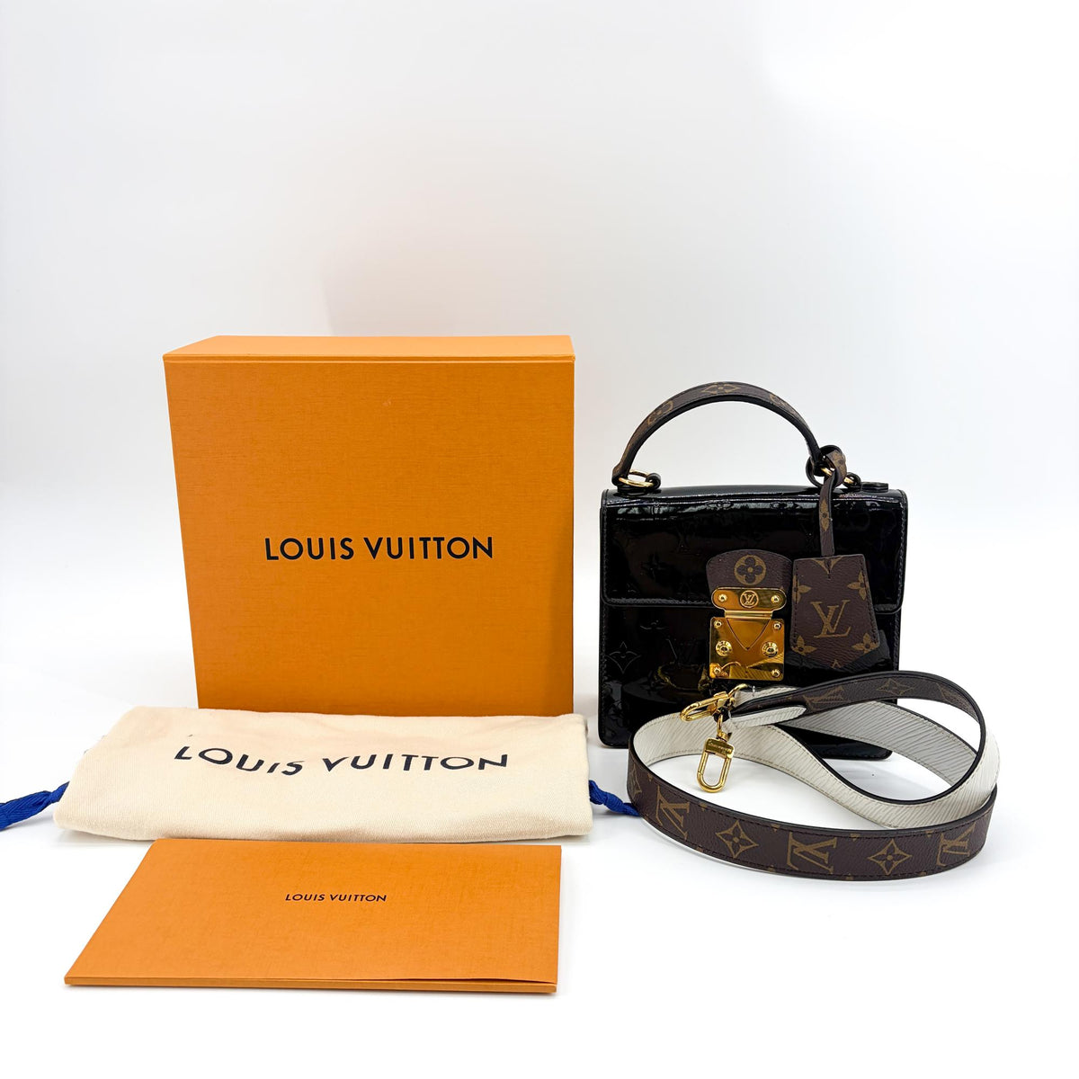 Louis Vuitton Spring Street Nm Monogram Vernis With Monogram Canvas And Epi Leather Black Patent_Leather Handbag (Pre-Owned)