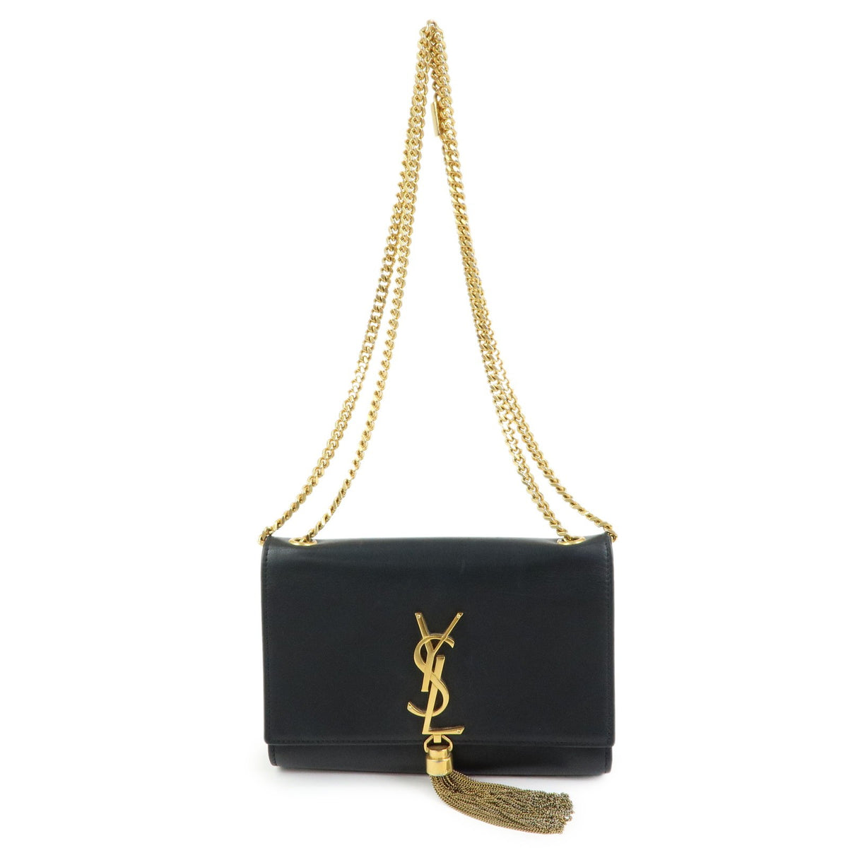 Saint Laurent Classic Monogram Tassel Leather Black Leather Crossbody Bag Bag (Pre-Owned)