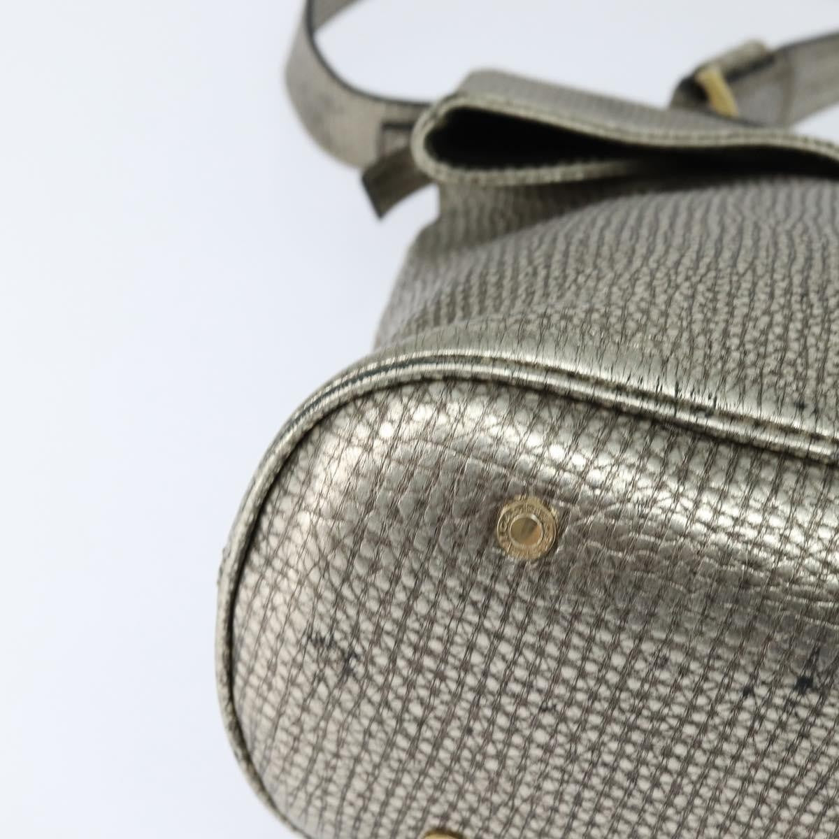 Bvlgari Leoni Top Handle Leather Silver Leather Handbag (Pre-Owned)