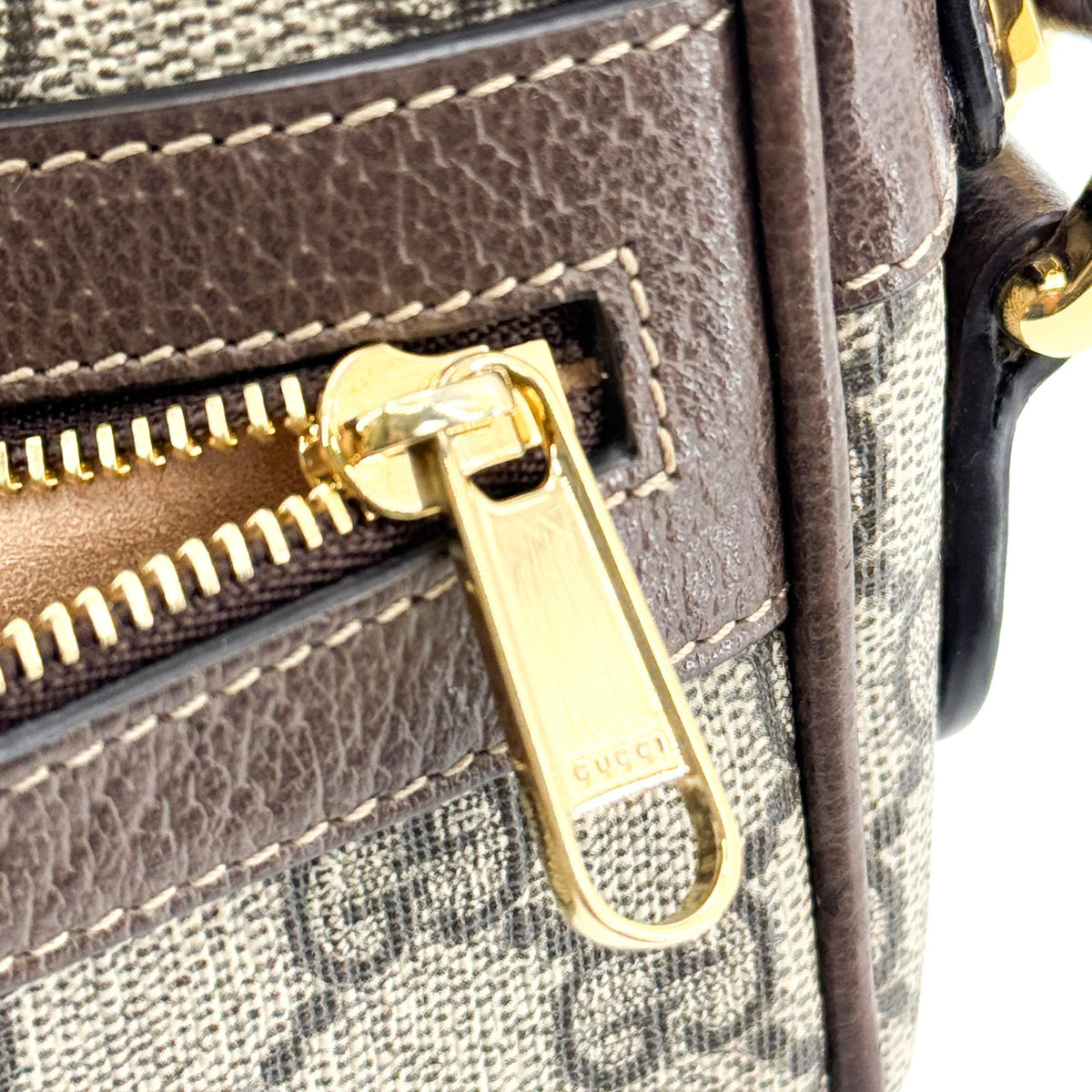 Gucci Ophidia Double Zip Gg Coated Canvas Brown Canvas Crossbody Bag Bag (Pre-Owned)
