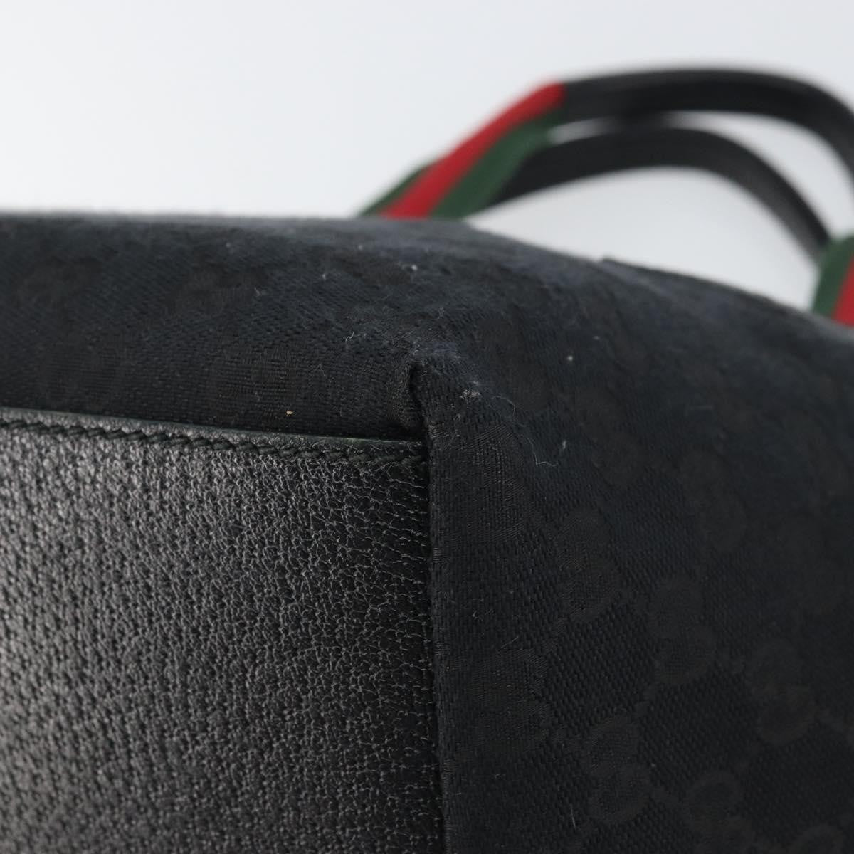 Gucci Web Zip Tote Gg Canvas And Leather Black Canvas Tote Bag Bag (Pre-Owned)