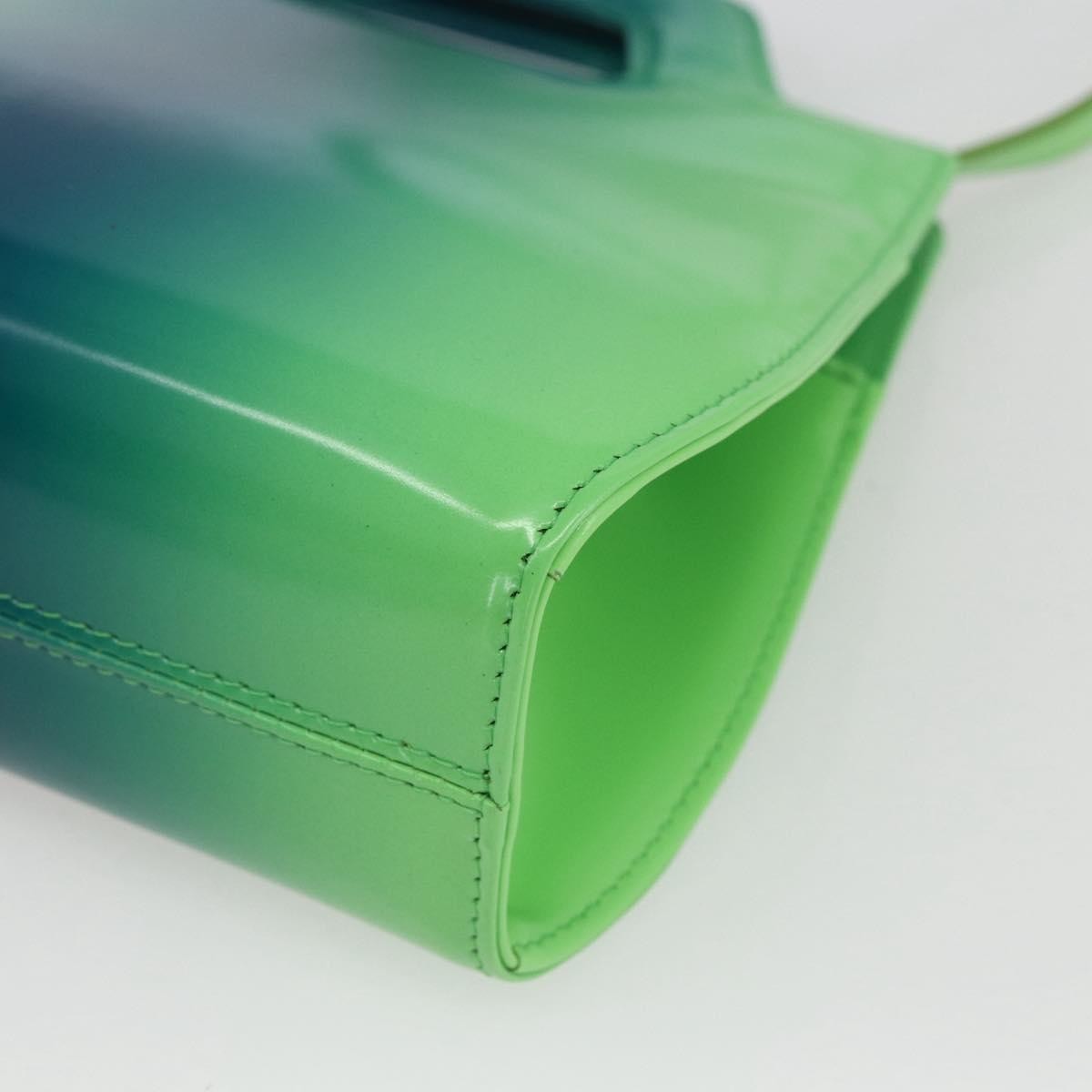 Salvatore Ferragamo Wanda Top Handle Shoulder Gradient Leather Green Patent_Leather Handbag (Pre-Owned)