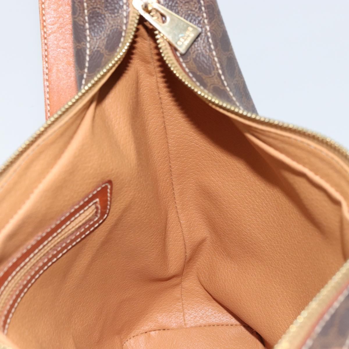 Celine Vintage Macadam Canvas And Leather Brown Canvas Shoulder Bag Bag (Pre-Owned)