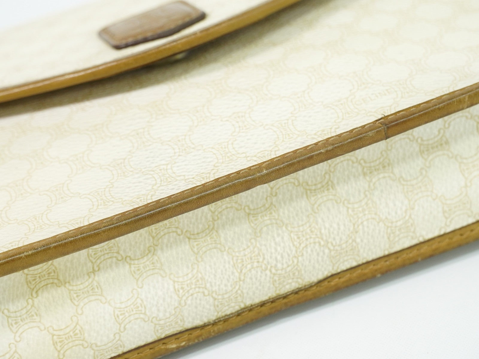Celine Flap Shoulder Canvas Beige Canvas Shoulder Bag Bag (Pre-Owned)