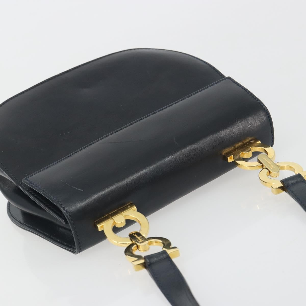 Salvatore Ferragamo Gancini Leather Black Leather Shoulder Bag Bag (Pre-Owned)