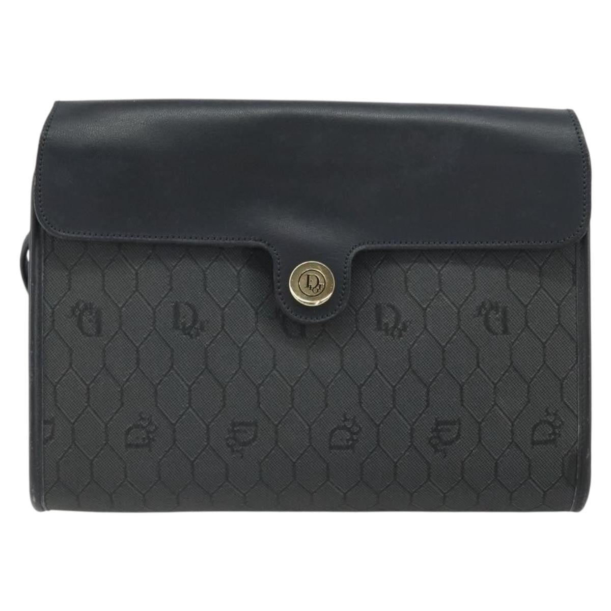Christian Dior Vintage Honeycomb Flap Coated Canvas Black Pvc Shoulder Bag Bag (Pre-Owned)