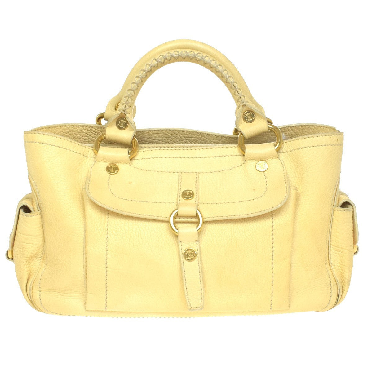 Celine Boogie Satchel Leather Yellow Leather Handbag (Pre-Owned)