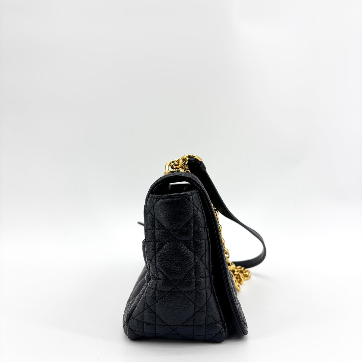Christian Dior Caro Cannage Quilt Calfskin Black Leather Handbag (Pre-Owned)