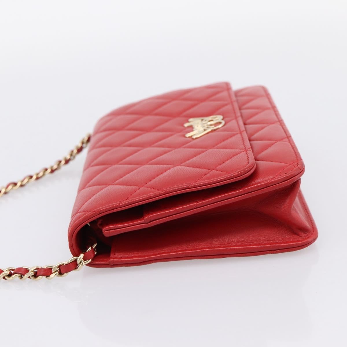 Chanel Wallet On Chain Quilted Lambskin Red Leather Wallets Accessory (Pre-Owned)