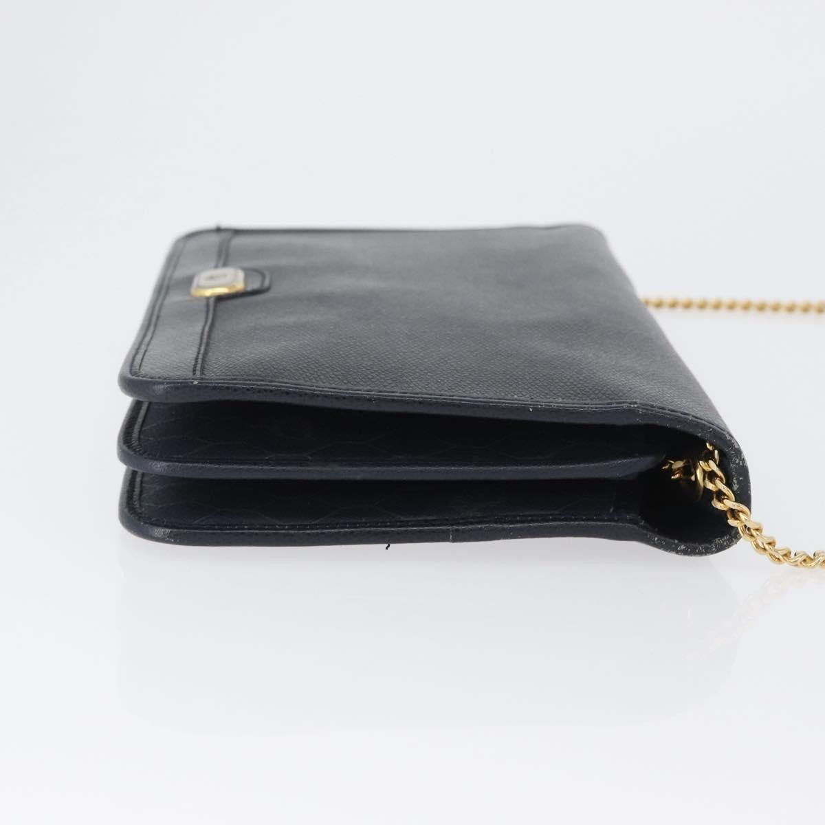 Christian Dior Vintage Chain Flap Leather Navy Leather Shoulder Bag Bag (Pre-Owned)