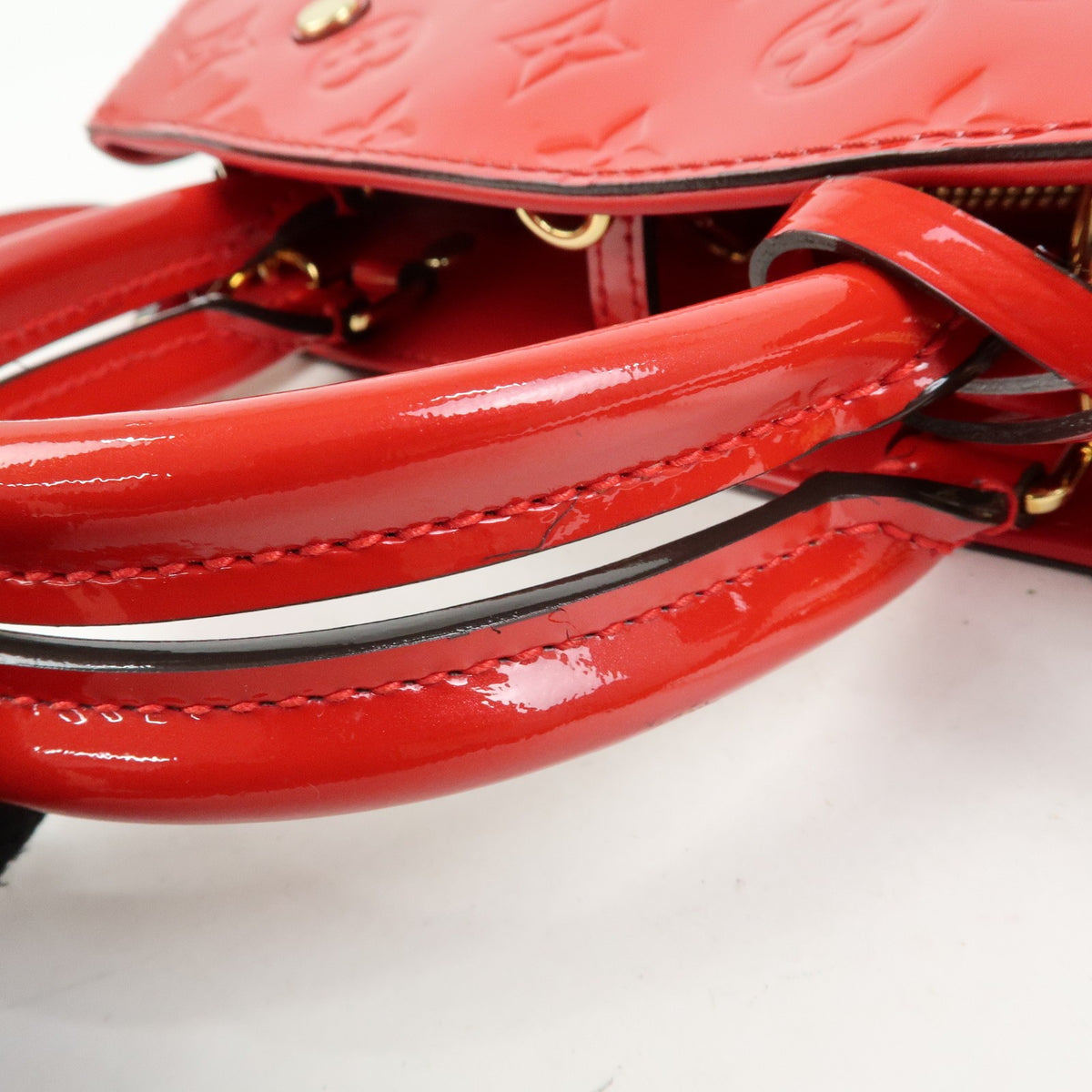 Louis Vuitton Montaigne Monogram Vernis Red Patent_Leather Handbag (Pre-Owned)