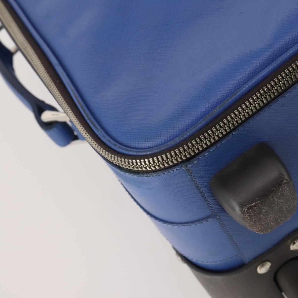 Prada Travel Saffiano Leather Blue Leather Travel Bag Bag (Pre-Owned)