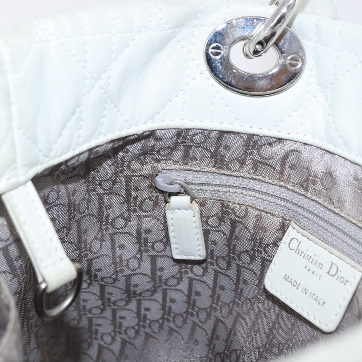 Christian Dior Lady Dior Cannage Quilt Calfskin White Leather Handbag (Pre-Owned)
