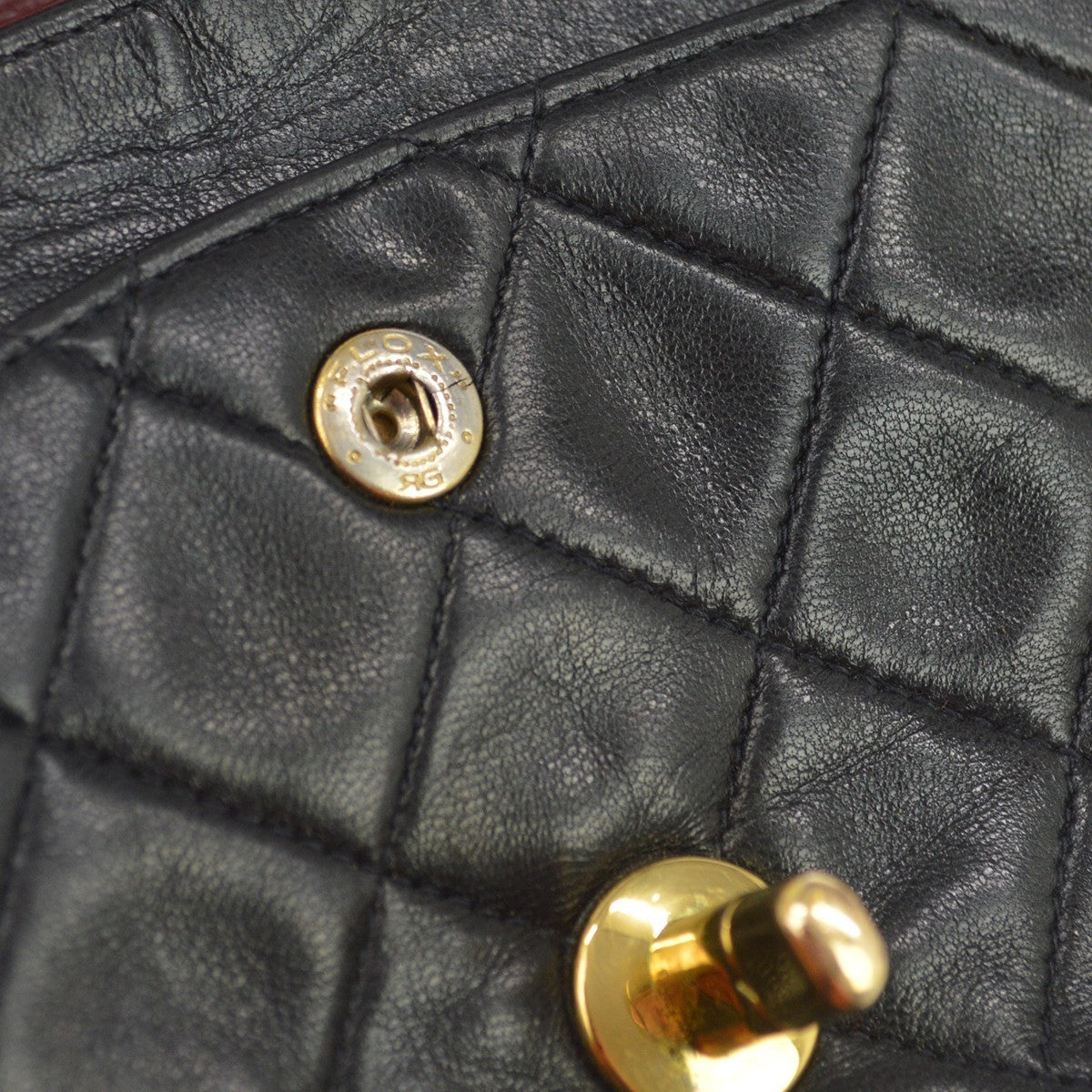 Chanel Vintage Classic Double Flap Quilted Lambskin Black Leather Shoulder Bag Bag (Pre-Owned)