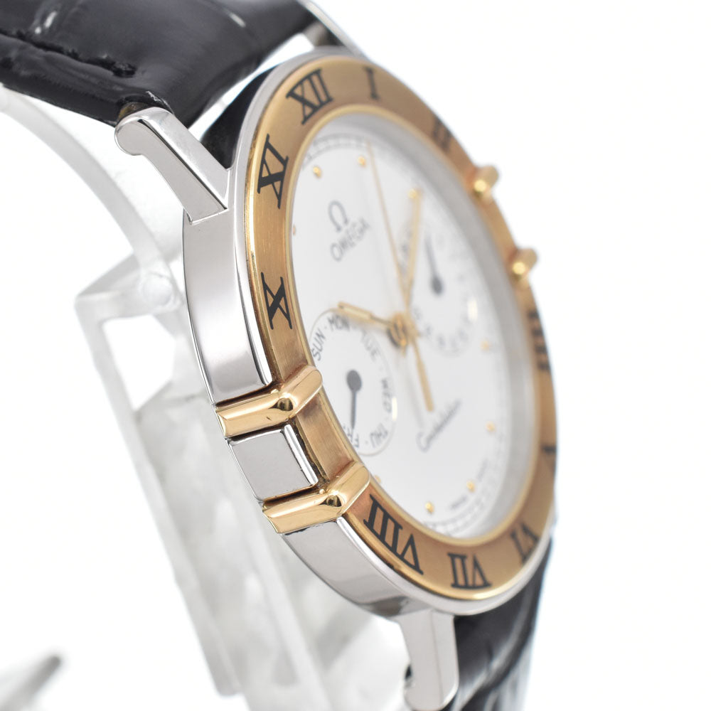 Omega Constellation Day Date Quartz Stainless Steel And Yellow Gold Watch (Pre-Owned)