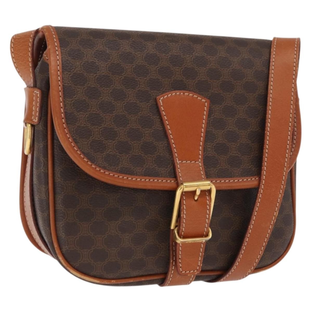 Celine Macadam Shoulder Canvas Brown Canvas Crossbody Bag Bag (Pre-Owned)